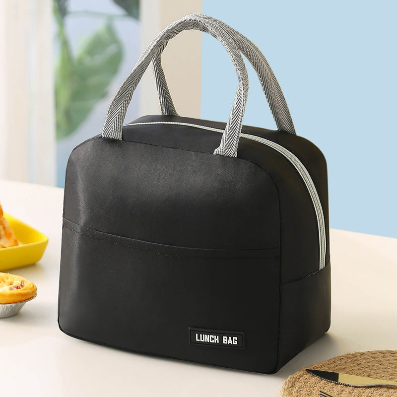 1 PC Lunch bag, thickened aluminum foil student hand-held bento bag, insulated bag, lunch box bag (black) V1192-DRO-0021