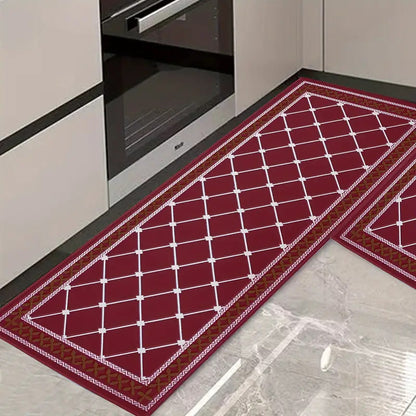 Kitchen Rug 2-Piece Set - Non-Slip, Water-Absorbent & Oil-Resistant Floor Mats V1192-GMCS-1031-004
