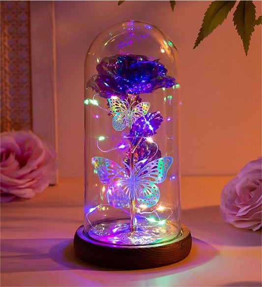 Purple & Silver Butterfly Lantern - Festive Decorative LED Light V1192-ZH-PURPLE