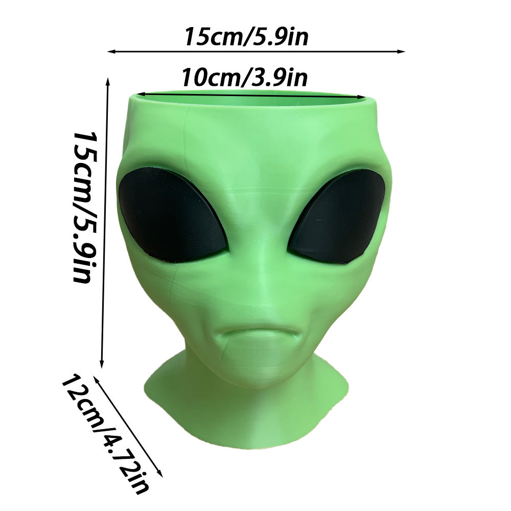 Alien Planter - Alien Bust Plant Pot - Scifi Indoor Planters - Space Indoor Home Decor - Cool Planters - V1195-V3DOY000452GREEN