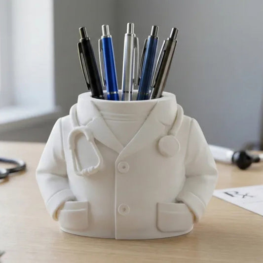 Doctor Pen Holder Desk Organizer - Lab Coat & Stethoscope Desktop Doctor Pen Holder V1195-V3DOY000473B