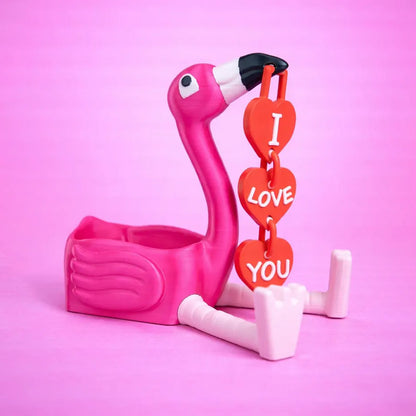 Romantic Flamingo Couple Figurine | Cute Love Decor Sculpture | Valentines Gift | Small Item Storage Container V1195-V3DOY000477