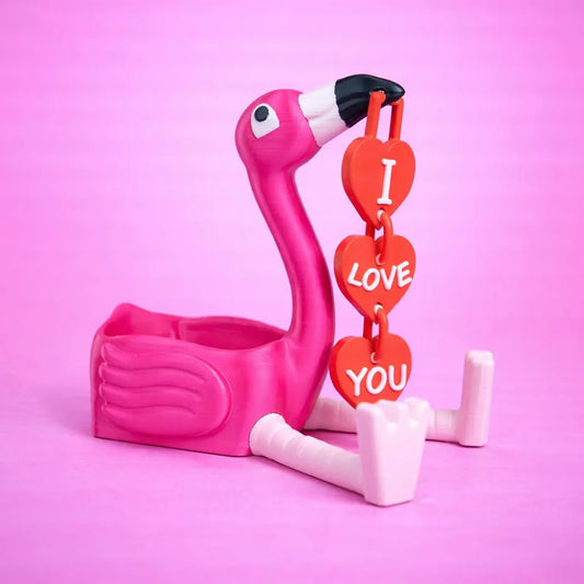 Romantic Flamingo Couple Figurine | Cute Love Decor Sculpture | Valentines Gift | Small Item Storage Container V1195-V3DOY000477