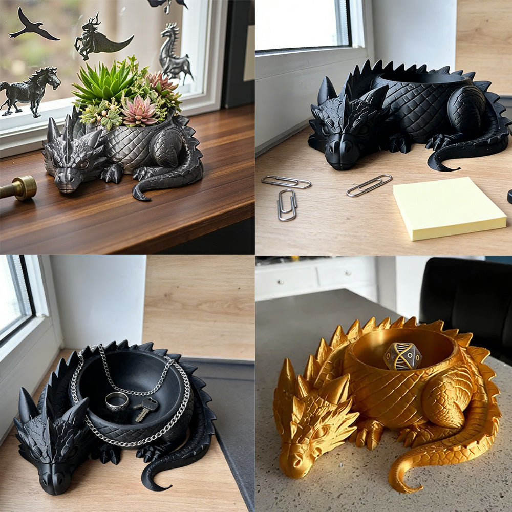 Sleeping Dragon Bowl, Fantasy Home Decor 3D Printed,Sleeping Dragon Flowerpot,Dragon Lover Gifts V1195-VOY000465BL