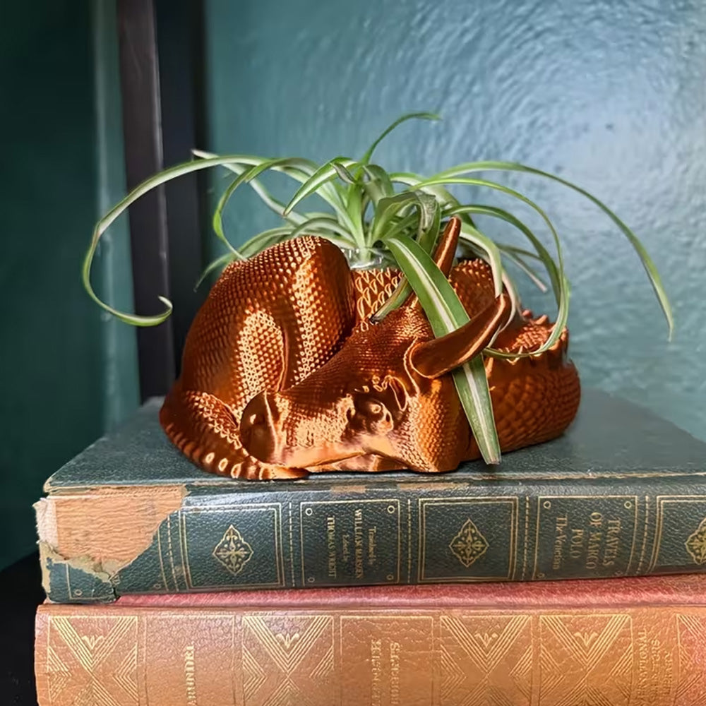 Dragon Planter, 3D Printed, Fantasy Decor, Dragon Pot, Dragon Bowl, Dragon Dish V1195-VW66891COPPERRED