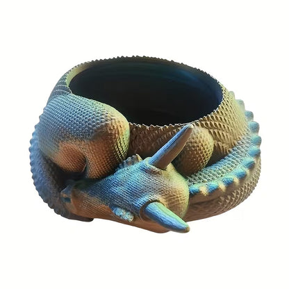 Dragon Planter, 3D Printed, Fantasy Decor, Dragon Pot, Dragon Bowl, Dragon Dish V1195-VW66891YBG