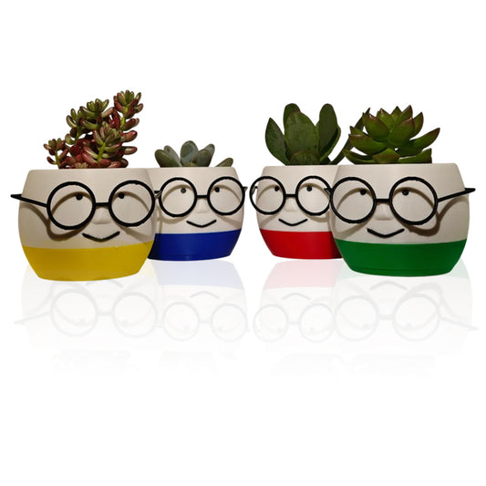 Simple and adorable 3D printed glass flower pots-decorate your home with them! White and yellow, single piece. V1195-VYY0004