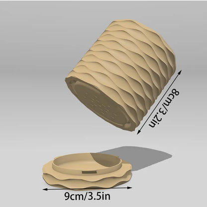 3D Printed Modern Wave Flower Pot - Water-Storing Rotating Base, Flesh Color, Single Piece V1195-VYY0010