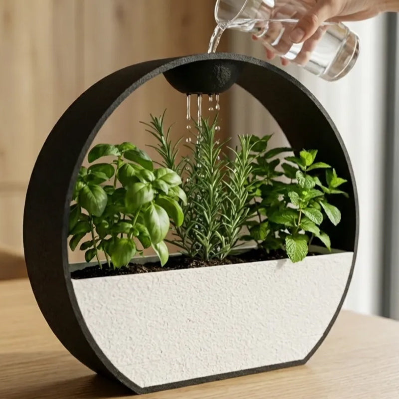 3D-printed stone-textured self-watering flower pot V1195-VYY0016
