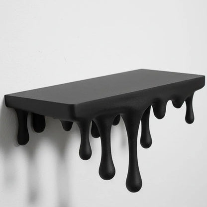 3D Printed Melting Wall Shelf - Drip-Style Modern Storage Rack, Black V1195-VYY0020