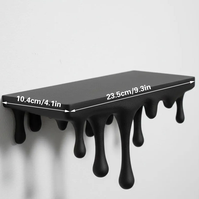 3D Printed Melting Wall Shelf - Drip-Style Modern Storage Rack, Black V1195-VYY0020
