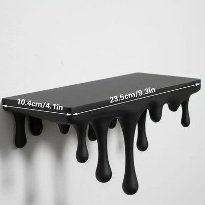 3D Printed Melting Wall Shelf - Drip-Style Modern Storage Rack, Black V1195-VYY0020