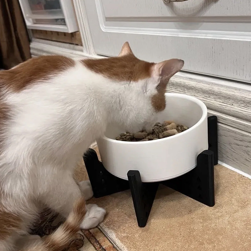 Elevator Pet Bowl, Neck Support Food Bowl, Easy to Clean (Elevator Cat Bowl), Black and White V1195-VYY0021