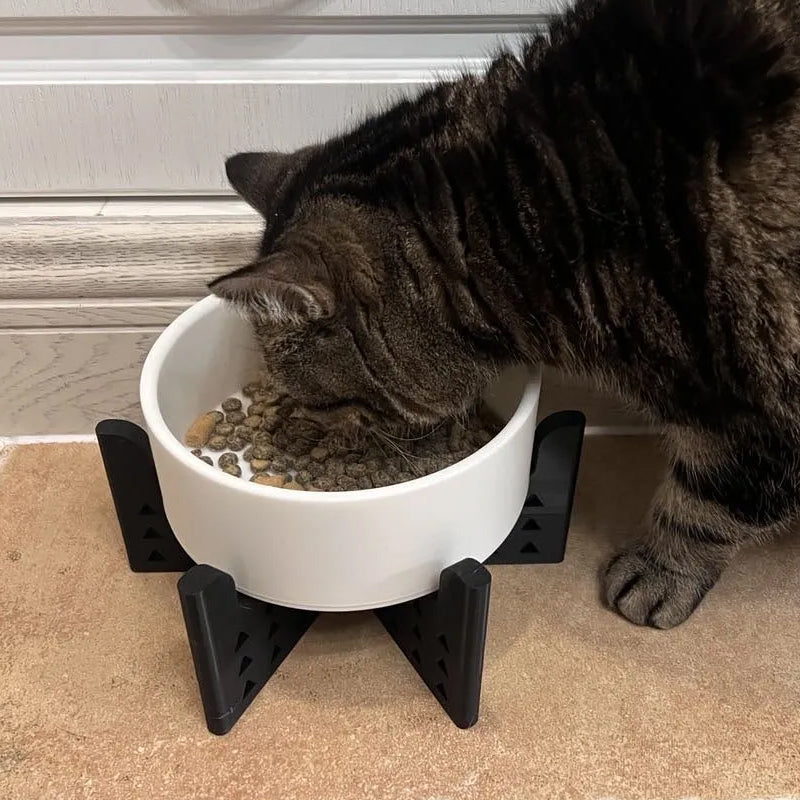 Elevator Pet Bowl, Neck Support Food Bowl, Easy to Clean (Elevator Cat Bowl), Black and White V1195-VYY0021