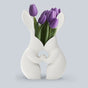 3D printed Easter bunny vase, ceramic-look plastic vase. White. V1195-VYY0023