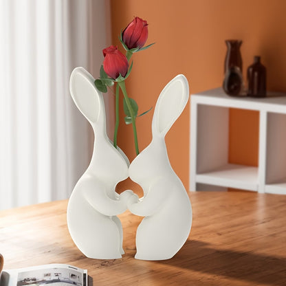 3D printed Easter bunny vase, ceramic-look plastic vase. White. V1195-VYY0023