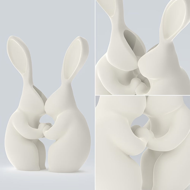 3D printed Easter bunny vase, ceramic-look plastic vase. White. V1195-VYY0023