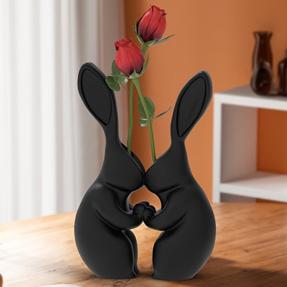 3D printed Easter bunny vase, ceramic-look plastic vase.black. V1195-VYY0024