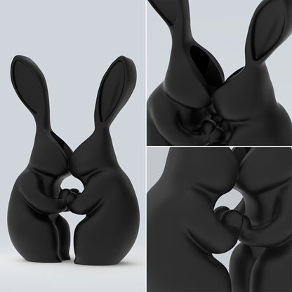 3D printed Easter bunny vase, ceramic-look plastic vase.black. V1195-VYY0024