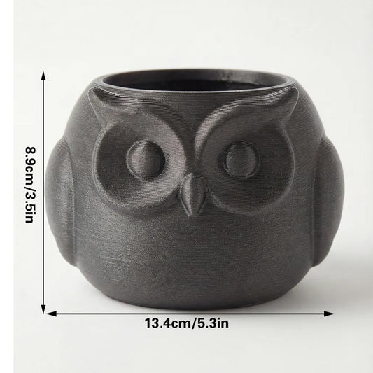 3D printed animal flower pots suitable for home and garden. Gray owl single piece. V1195-VYY0028