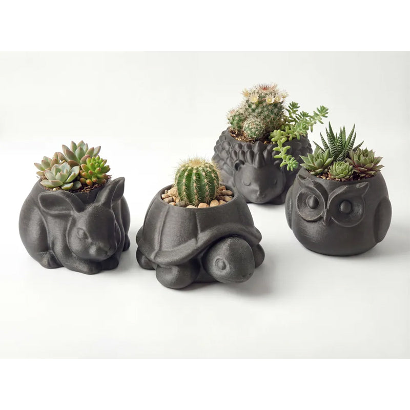 3D printed animal flower pots suitable for home and garden. Gray rabbit single piece. V1195-VYY0030