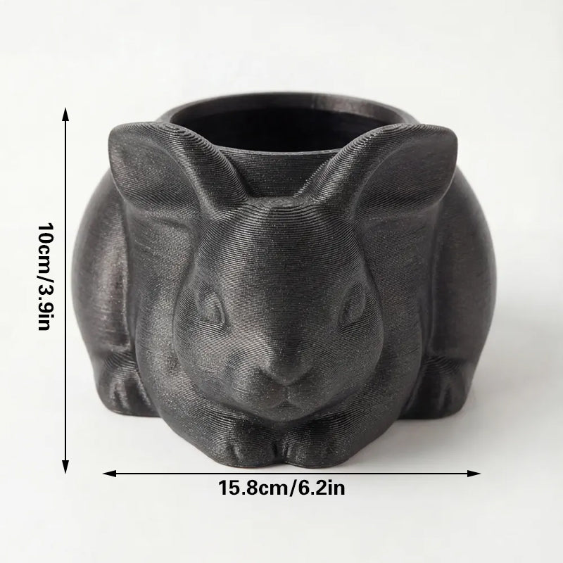 3D printed animal flower pots suitable for home and garden. Gray rabbit single piece. V1195-VYY0030