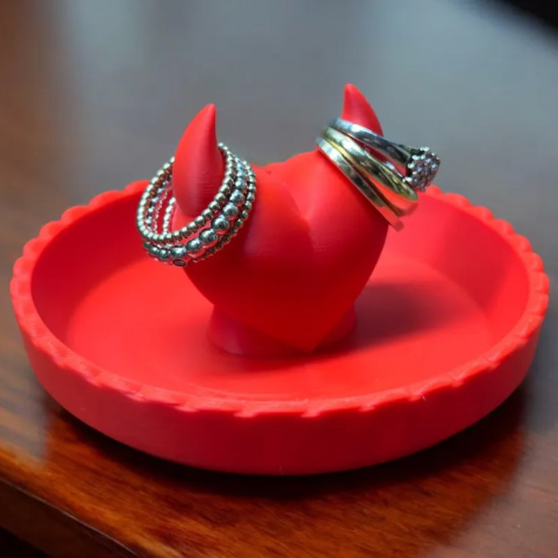 3D-printed devil Valentine's Day ring dish - add a touch of mischief to your Valentine's Day! Red V1195-VYY0032