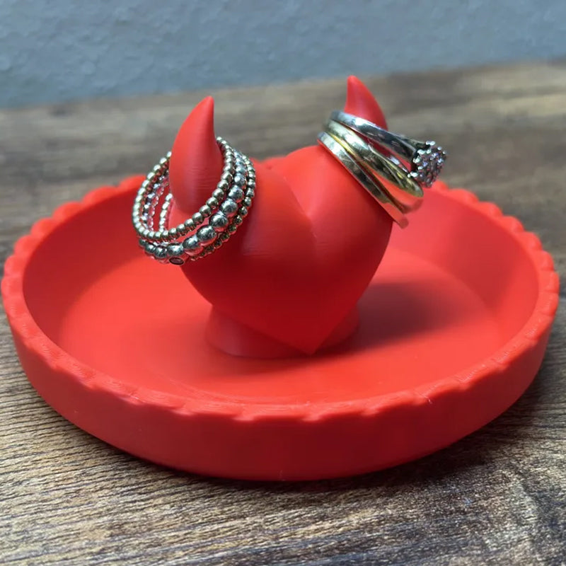 3D-printed devil Valentine's Day ring dish - add a touch of mischief to your Valentine's Day! Red V1195-VYY0032