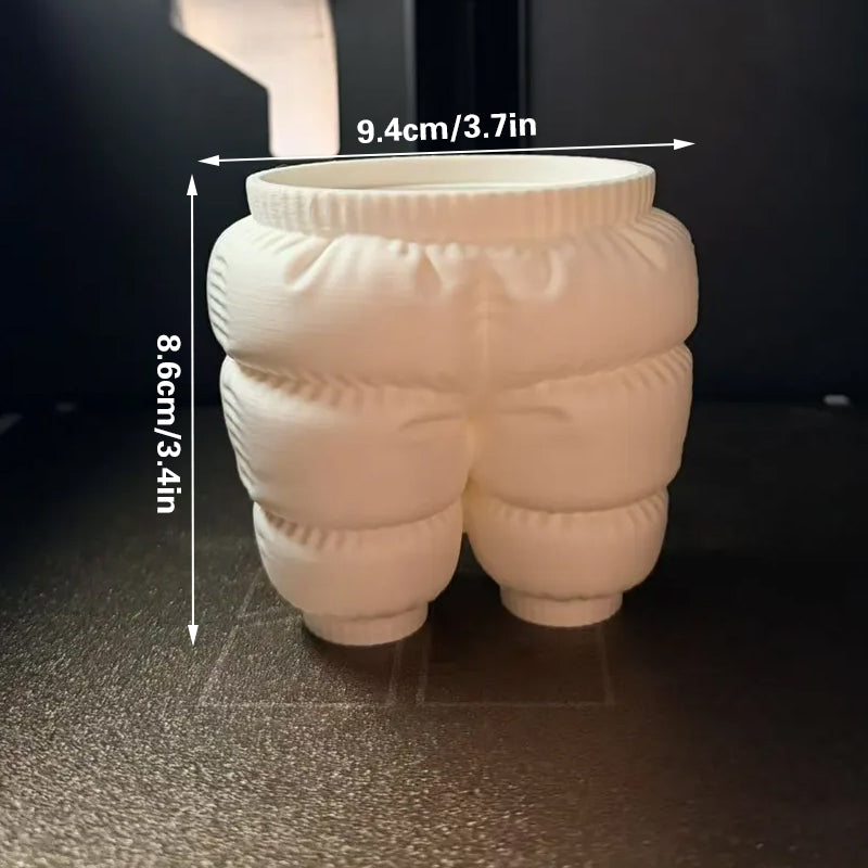 A unique 3D printed down-filled pants pen holder desktop organizer, white. V1195-VYY0034