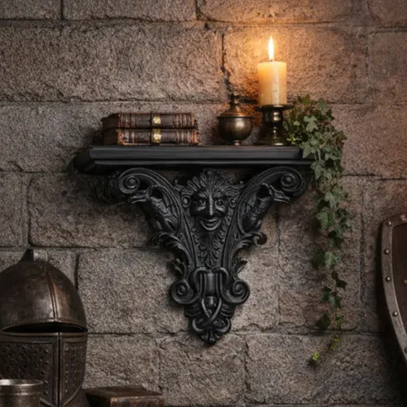 3D-printed Gothic wall shelf brackets add a touch of classic Gothic elegance to your interior. Black V1195-VYY0039