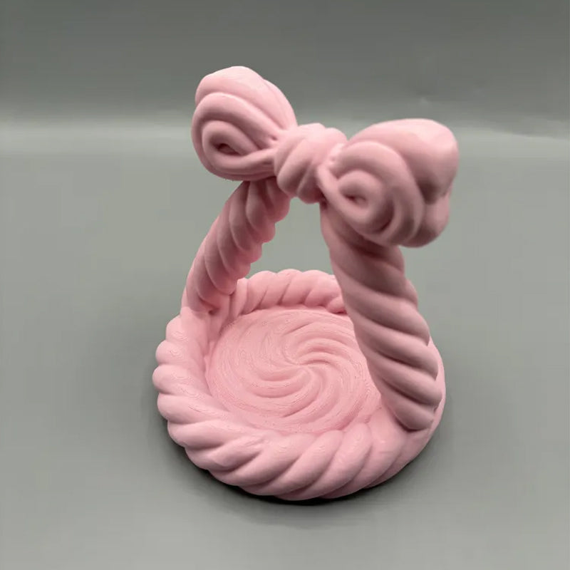 3D Printed Charming Bow Jewelry Tray - Twisted Hemp Rope Storage Tray, pink V1195-VYY0041