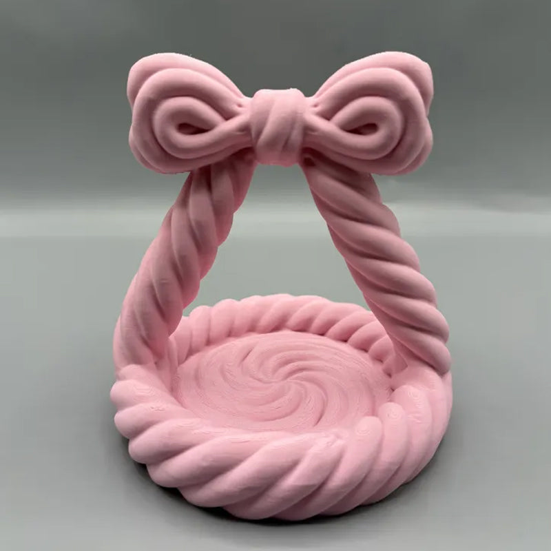 3D Printed Charming Bow Jewelry Tray - Twisted Hemp Rope Storage Tray, pink V1195-VYY0041