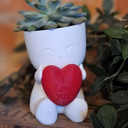 Valentine's Day Mini Flower Pot - Heart-Shaped Succulent (White and Red) V1195-VYY0047