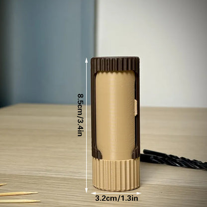 3D-printed compact rotating organizer capsule, 1.3 inches long x 3.4 inches high. V1195-VYY0049