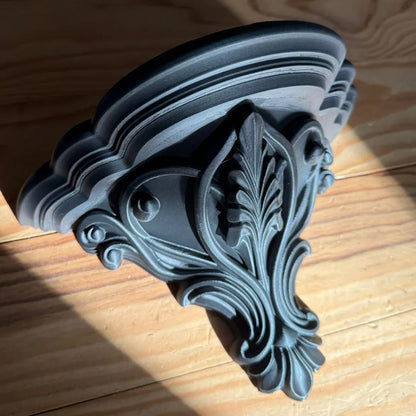 3D Printed Art Nouveau Corner Shelf - Decorative Stand, Black V1195-VYY0055