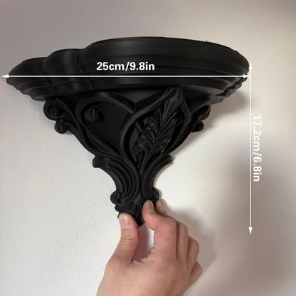 3D Printed Art Nouveau Corner Shelf - Decorative Stand, Black V1195-VYY0055