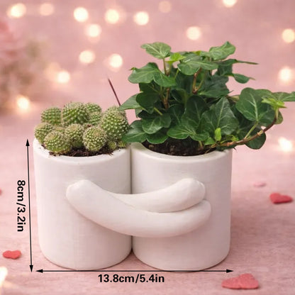 3D Printed Hug Flower Pot - Small Item, Big Heart (White) V1195-VYY0056