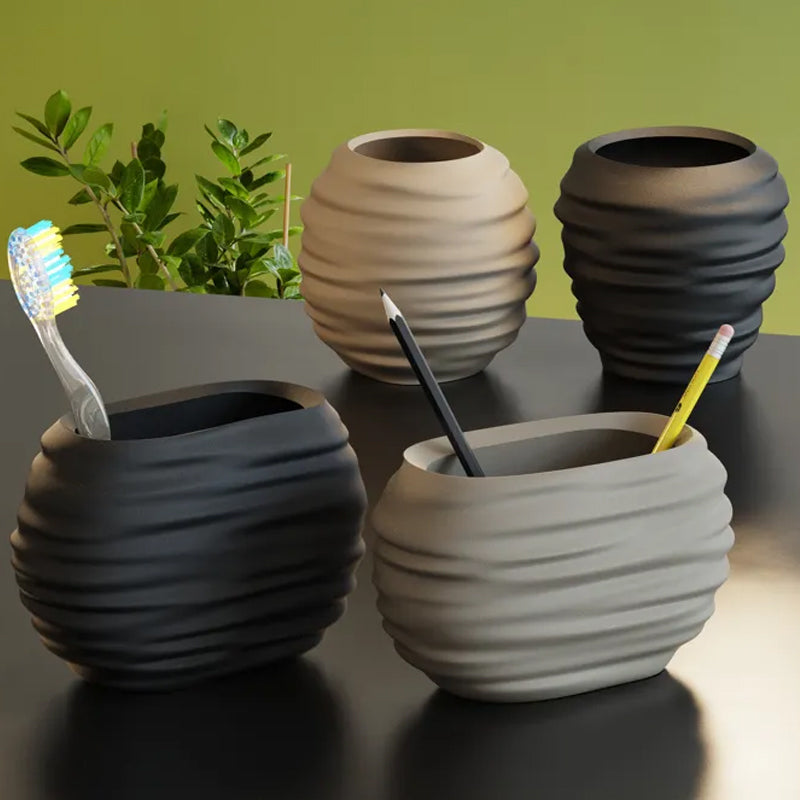 3D Printed Modern Pen Holder and Brush Cup - Black V1195-VYY0058