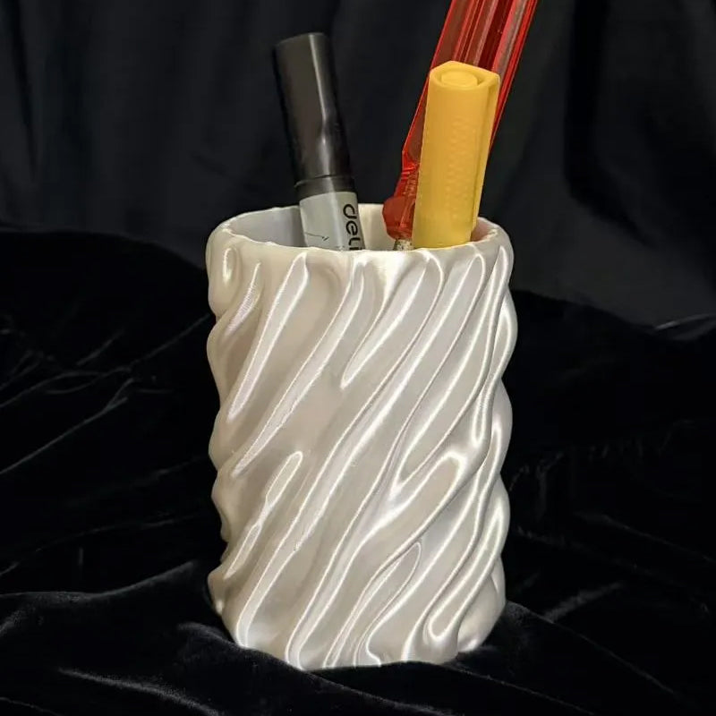 Sweet Bow Silk Pen Holder, White Silk V1195-VYY0062