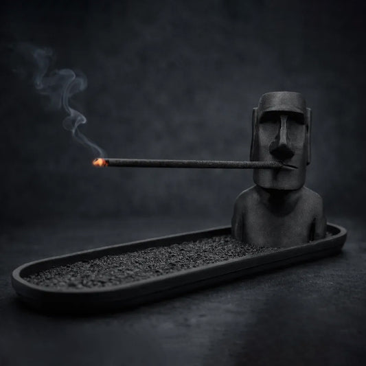 3D Printed Moai Incense Holder - Easter Island Statue, Black V1195-VYY0064