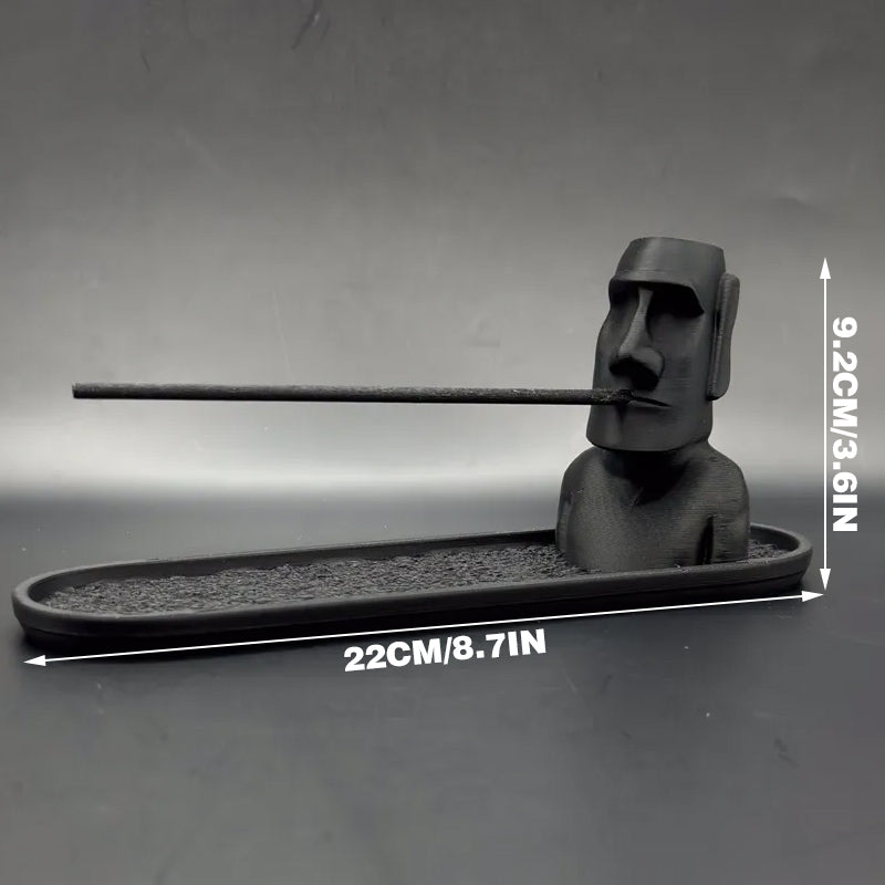 3D Printed Moai Incense Holder - Easter Island Statue, Black V1195-VYY0064