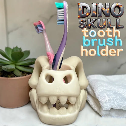 3D-printed dinosaur skull toothbrush holder, white V1195-VYY0066