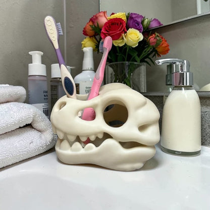 3D-printed dinosaur skull toothbrush holder, white V1195-VYY0066