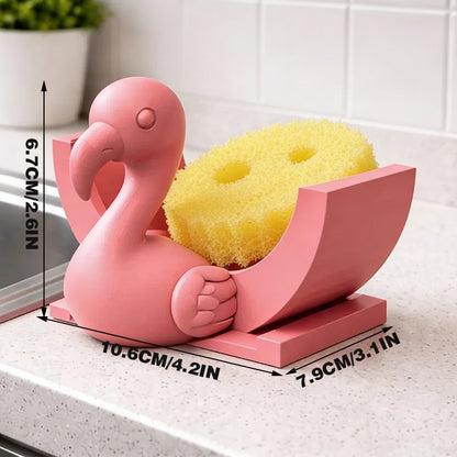 3D Printed Flamingo Sponge Stand with Draining Function, Pinkfunction V1195-VYY0068