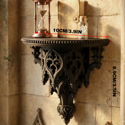 Lightweight 3D-printed scroll wall shelf, black, with m6x30 nails. V1195-VYY0072