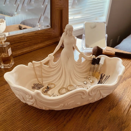 3D-printed goddess figure bowl/dressing table storage tray, white V1195-VYY0075
