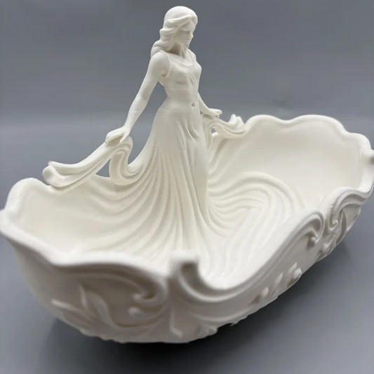 3D-printed goddess figure bowl/dressing table storage tray, white V1195-VYY0075