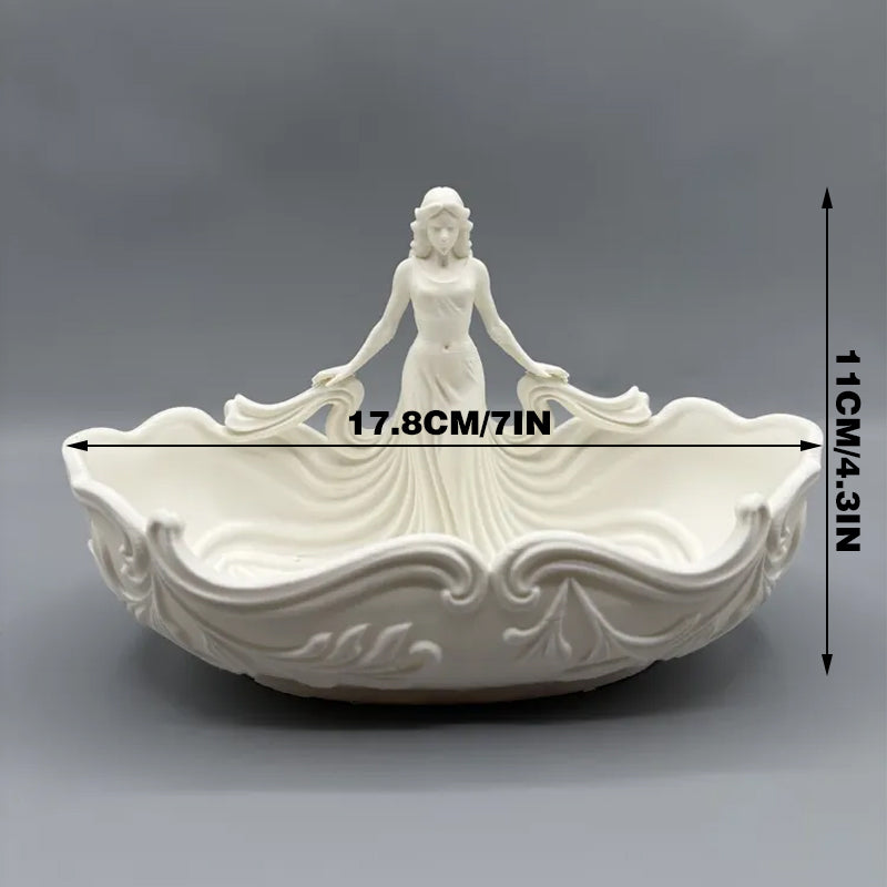 3D-printed goddess figure bowl/dressing table storage tray, white V1195-VYY0075