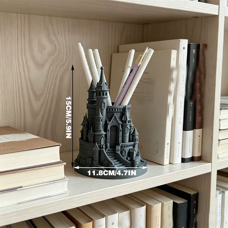3D Printed Pen Castle Desktop Organizer, Black V1195-VYY0076