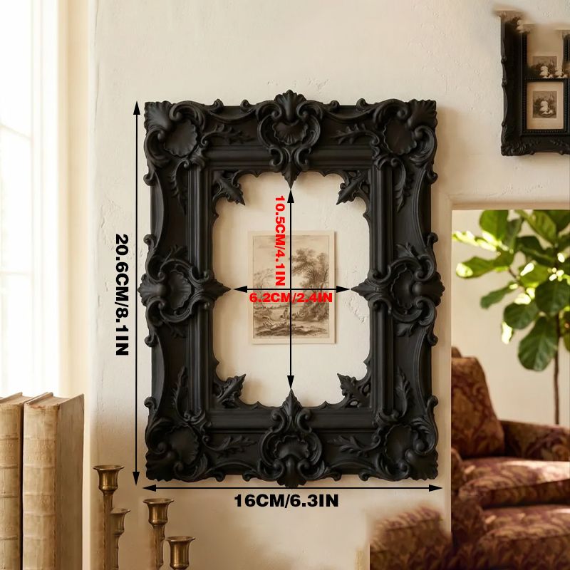 A gorgeous 3D-printed wall-mounted picture frame, perfect for displaying antique prints. Black. V1195-VYY0077